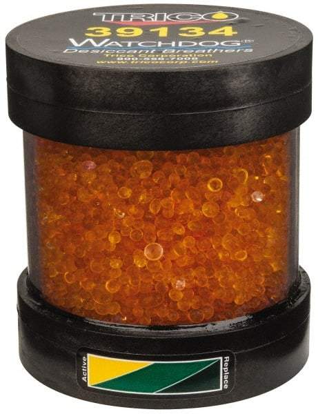 Trico - 1/2 Thread, 3-1/4" Diam, 3-1/4" High, 10 CFM Air Flow, ABS Plastic and Impact Modified Acrylic Dessicant Breather - -28.89 to 93.33°C, FNPT - Industrial Tool & Supply