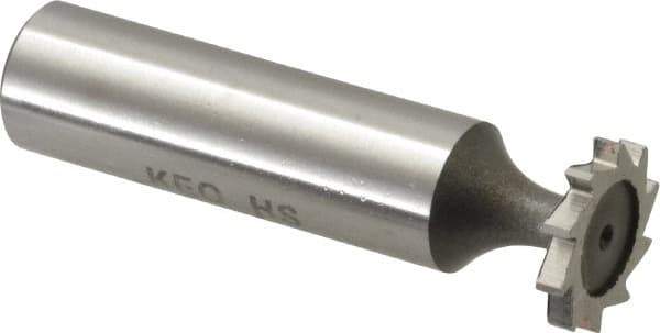 Keo - 5/8" Diam x 3/32" Face Width, High Speed Steel, 10 Teeth, Shank Connection Woodruff Keyseat Cutter - Uncoated, 2-3/32" OAL x 1/2" Shank, Straight Teeth, ANSI 305, Old Standard 3 - Industrial Tool & Supply