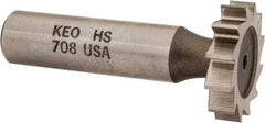 Keo - 1" Diam x 7/32" Face Width, High Speed Steel, 12 Teeth, Shank Connection Woodruff Keyseat Cutter - Uncoated, 2-7/32" OAL x 1/2" Shank, Straight Teeth, ANSI 708, Old Standard 14 - Industrial Tool & Supply