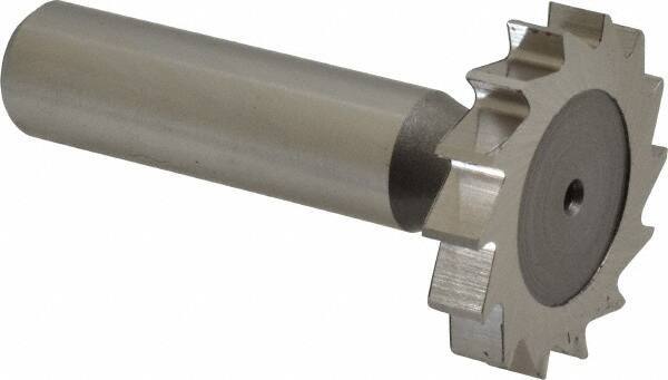 Keo - 1-1/4" Diam x 7/32" Face Width, High Speed Steel, 14 Teeth, Shank Connection Woodruff Keyseat Cutter - Uncoated, 2-7/32" OAL x 1/2" Shank, Straight Teeth, ANSI 710, Old Standard 20 - Industrial Tool & Supply