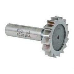 Keo - 1-1/2" Diam x 5/16" Face Width, High Speed Steel, 16 Teeth, Shank Connection Woodruff Keyseat Cutter - Uncoated, 2-5/16" OAL x 1/2" Shank, Straight Teeth, ANSI 1012, Old Standard 25 - Industrial Tool & Supply