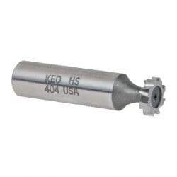Keo - 1/2" Diam x 1/8" Face Width, High Speed Steel, 8 Teeth, Shank Connection Woodruff Keyseat Cutter - Uncoated, 2-1/8" OAL x 1/2" Shank, Staggered Teeth, ANSI 404, Old Standard 3 - Industrial Tool & Supply
