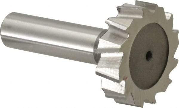 Keo - 1-3/8" Diam x 3/8" Face Width, High Speed Steel, 12 Teeth, Shank Connection Woodruff Keyseat Cutter - Uncoated, 2-3/8" OAL x 1/2" Shank, Staggered Teeth, ANSI 1211, Old Standard F - Industrial Tool & Supply