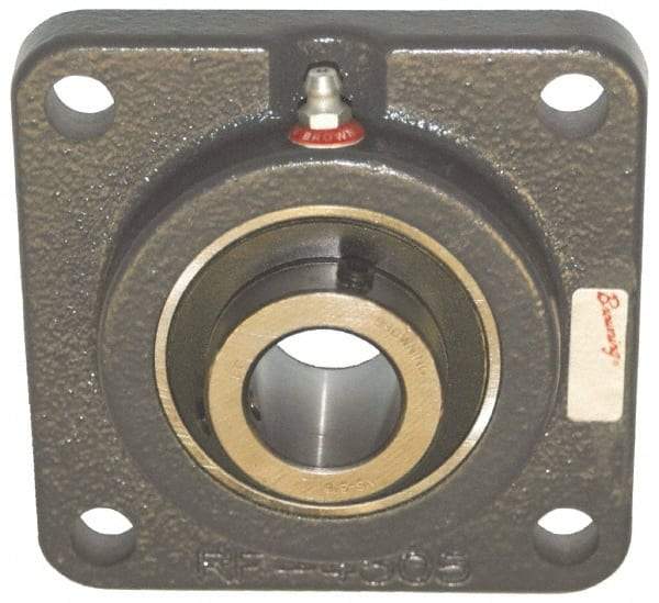Browning - 3/4" ID, 3-3/8" OAL x 3-3/8" OAH 4-Bolt Flange Air Handling - 1,444 Lb Static Cap, 2,611 Lb Dyn Cap, 2-1/2" Btw Mnt Hole Ctrs, Cast Iron - Industrial Tool & Supply