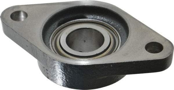 Browning - 1" ID, 4-7/8" OAL x 2-3/4" OAH 2-Bolt Flange - 1,651 Lb Static Cap, 2,801 Lb Dyn Cap, 3-57/64" Btw Mnt Hole Ctrs, Cast Iron - Industrial Tool & Supply