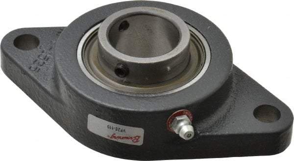 Browning - 1-3/16" ID, 5-9/16" OAL x 3-1/8" OAH 2-Bolt Flange - 2,567 Lb Static Cap, 4,381 Lb Dyn Cap, 4-19/32" Btw Mnt Hole Ctrs, Cast Iron - Industrial Tool & Supply