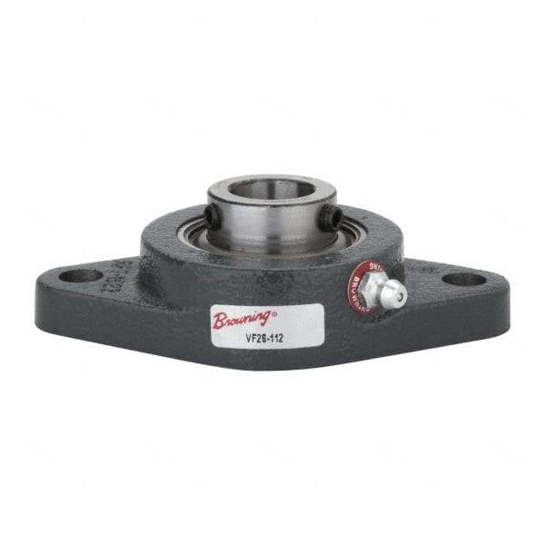 Browning - 3/4" ID, 4-13/32" OAL x 2-1/2" OAH 2-Bolt Flange - 1,444 Lb Static Cap, 2,611 Lb Dyn Cap, 3-17/32" Btw Mnt Hole Ctrs, Cast Iron - Industrial Tool & Supply