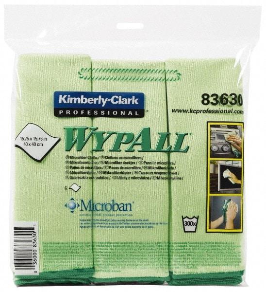 WypAll - Reusable Microfiber Wipes - Packet, 15-3/4" x 15-3/4" Sheet Size, Green - Industrial Tool & Supply