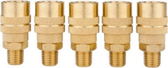 Value Collection - 5 Piece 1/4" Body 1/4 NPT 145 psi Brass Industrial Pneumatic Coupling Plug Set - Industrial Tool & Supply