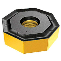 Iscar - ONMU080608 MM Grade IC328 Carbide Milling Insert - TiCN Finish, 0.2362" Thick, 0.7953" Inscribed Circle, 0.8mm Corner Radius - Industrial Tool & Supply
