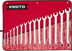 Proto - 15 Piece, 5/16 to 1-1/4", Combination Wrench Set - Inch System of Measurement, Satin Finish, Comes in Nylon Roll - Industrial Tool & Supply