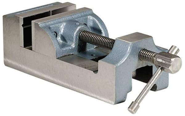 Palmgren - 3" Jaw Opening Capacity x 1-1/2" Throat Depth, Horizontal Drill Press Vise - 2-7/16" Wide Jaw, Stationary Base, Standard Speed, 7-1/2" OAL x 2-9/16" Overall Height, Cast Iron - Industrial Tool & Supply