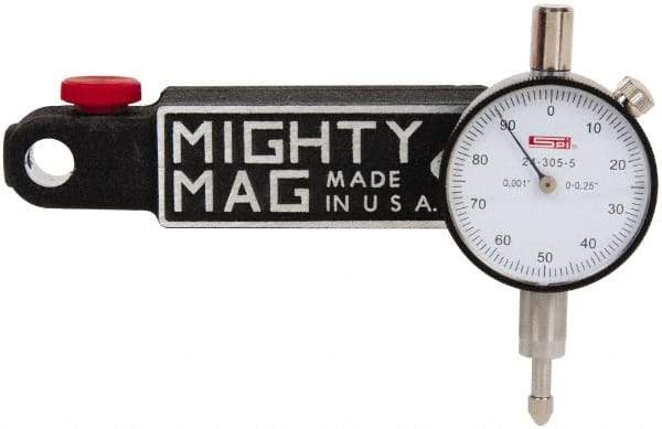 SPI - 0.001" Graduation, 0-100 Dial Reading, Indicator & Base Kit - 4-1/2" Base Length x 1-1/4" Base Width x 1" Base Height, 2" Dial Diam - Industrial Tool & Supply