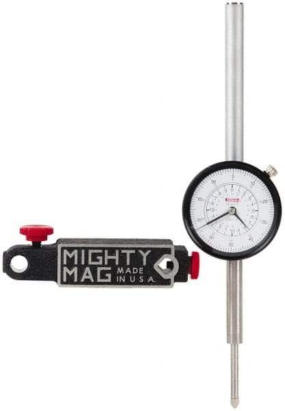 SPI - 0.001" Graduation, 0-100 Dial Reading, Indicator & Base Kit - 4-1/2" Base Length x 1-1/4" Base Width x 1" Base Height, 2-1/4" Dial Diam - Industrial Tool & Supply