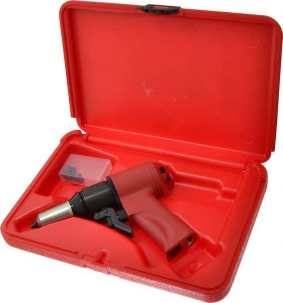 HUCK - 1/8 to 1/4" Pneumatic Rivet Tool Kit - Includes Riveter, 4 Nose Pieces - Industrial Tool & Supply