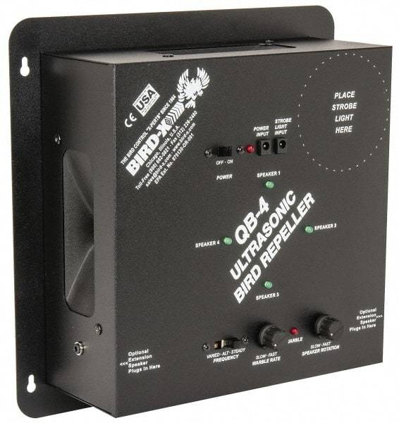 Quadblaster - 6,500 Sq Ft Coverage Electronic Animal Repellent - AC Adapter, Targets Birds - Industrial Tool & Supply