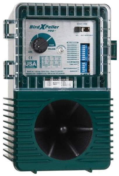 Bird-X - 1 Acre Coverage Electronic Animal Repellent - AC Adapter, Batteries, Targets Gulls, Pigeons, Sparrows, Starlings - Industrial Tool & Supply