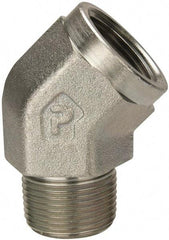 Parker - 1 Male Thread x 1 Female Thread, Zinc Plated Steel Industrial Pipe 45° Street Elbow - MNPTF x FNPTF, 1,800 psi - Industrial Tool & Supply
