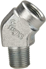 Parker - 1/8 Male Thread x 1/8 Female Thread, Zinc Plated Steel Industrial Pipe 45° Street Elbow - MNPTF x FNPTF, 5,000 psi - Industrial Tool & Supply