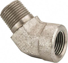 Parker - 3/8 Male Thread x 3/8 Female Thread, Zinc Plated Steel Industrial Pipe 45° Street Elbow - MNPTF x FNPTF, 4,500 psi - Industrial Tool & Supply