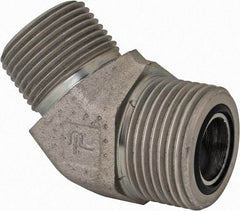 Parker - 3/4" OD, Steel Zinc Plated Male 45° Elbow - 4,000 Max Working psi, O-Ring Face Seal/NPTF Ends - Industrial Tool & Supply