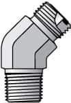 Parker - 3/8" OD, Steel Zinc Plated Male 45° Elbow - 6,000 Max Working psi, O-Ring Face Seal/NPTF Ends - Industrial Tool & Supply