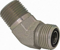 Parker - 1/2" OD, Steel Zinc Plated Male 45° Elbow - 6,000 Max Working psi, O-Ring Face Seal/NPTF Ends - Industrial Tool & Supply