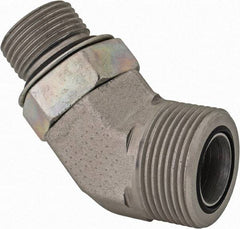 Parker - 1" OD, Steel Zinc Plated Male 45° Elbow - 6,000 Max Working psi, O-Ring Face Seal/SAE-ORB Ends - Industrial Tool & Supply