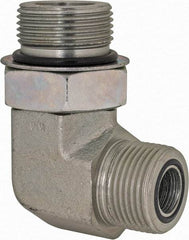 Parker - 3/4" OD, Steel Zinc Plated Male Elbow - 5,500 Max Working psi, O-Ring Face Seal/SAE-ORB Ends - Industrial Tool & Supply