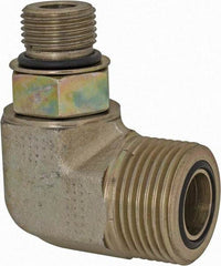 Parker - 1/2" OD, Steel Zinc Plated Male Elbow - 6,000 Max Working psi, O-Ring Face Seal/SAE-ORB Ends - Industrial Tool & Supply