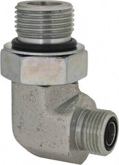 Parker - 1/2" OD, Steel Zinc Plated Male Elbow - 6,000 Max Working psi, O-Ring Face Seal/SAE-ORB Ends - Industrial Tool & Supply
