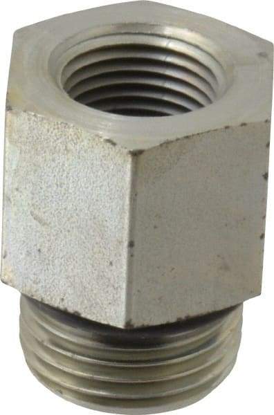 Parker - 7/8-14 Male Thread x 3/8 Female Thread, Zinc Plated Steel Industrial Pipe Adapter - Male Straight Thread O-Ring x Female NPTF, 5,000 psi - Industrial Tool & Supply