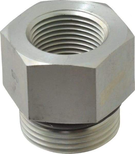 Parker - 1-5/16 - 12 Male Thread x 3/4 Female Thread, Zinc Plated Steel Industrial Pipe Adapter - Male Straight Thread O-Ring x Female NPTF, 4,000 psi - Industrial Tool & Supply