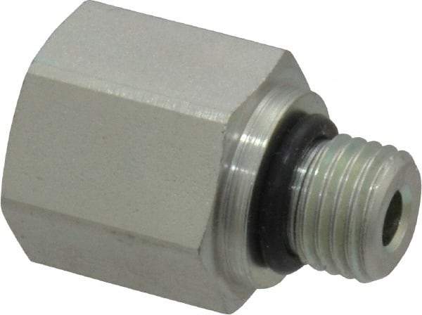 Parker - 7/16-20 Male Thread x 1/4 Female Thread, Zinc Plated Steel Industrial Pipe Adapter - Male Straight Thread O-Ring x Female NPTF, 6,000 psi - Industrial Tool & Supply
