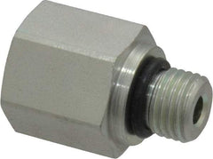 Parker - 7/16-20 Male Thread x 1/4 Female Thread, Zinc Plated Steel Industrial Pipe Adapter - Male Straight Thread O-Ring x Female NPTF, 6,000 psi - Industrial Tool & Supply