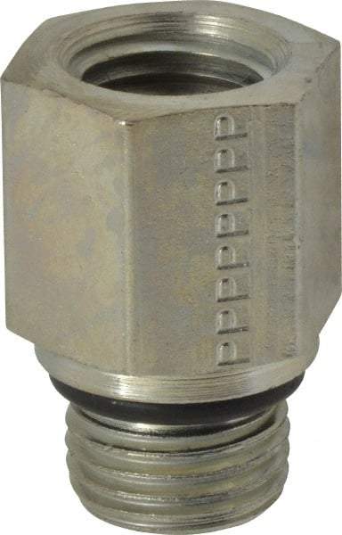 Parker - 9/16-18 Male Thread x 1/4 Female Thread, Zinc Plated Steel Industrial Pipe Adapter - Male Straight Thread O-Ring x Female NPTF, 6,000 psi - Industrial Tool & Supply