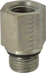 Parker - 9/16-18 Male Thread x 1/4 Female Thread, Zinc Plated Steel Industrial Pipe Adapter - Male Straight Thread O-Ring x Female NPTF, 6,000 psi - Industrial Tool & Supply