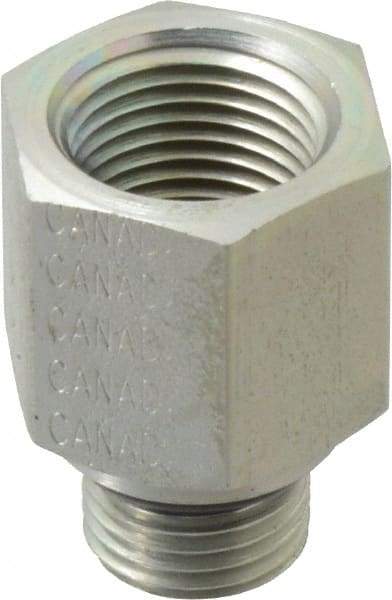 Parker - 9/16-18 Male Thread x 3/8 Female Thread, Zinc Plated Steel Industrial Pipe Adapter - Male Straight Thread O-Ring x Female NPTF, 6,000 psi - Industrial Tool & Supply