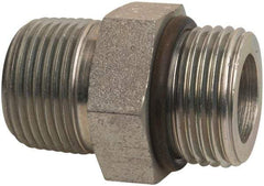 Parker - 1-1/16 - 12 x 3/4 Male Thread, Zinc Plated Steel Industrial Pipe Adapter - Male Straight Thread O-Ring x Male NPTF, 5,000 psi - Industrial Tool & Supply