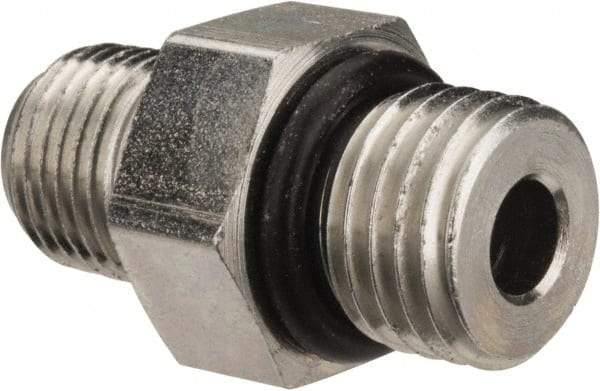 Parker - 7/16-20 x 1/8 Male Thread, Zinc Plated Steel Industrial Pipe Adapter - Male Straight Thread O-Ring x Male NPTF, 6,000 psi - Industrial Tool & Supply