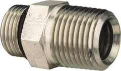 Parker - 3/4-16 x 1/2 Male Thread, Zinc Plated Steel Industrial Pipe Adapter - Male Straight Thread O-Ring x Male NPTF, 6,000 psi - Industrial Tool & Supply