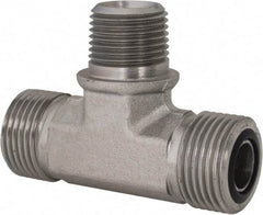 Parker - 1/2" OD, Steel Zinc Plated Male Branch Tee - 6,000 Max Working psi, O-Ring Face Seal/NPTF Ends - Industrial Tool & Supply