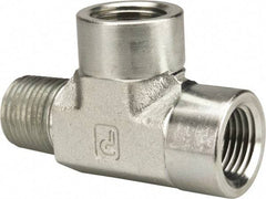 Parker - 1/2 Male Thread x 1/2 Female Thread, Zinc Plated Steel Industrial Pipe Street Tee - MNPTF x FNPTF, 3,000 psi - Industrial Tool & Supply