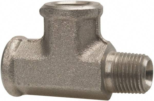 Parker - 1/8 Male Thread x 1/8 Female Thread, Zinc Plated Steel Industrial Pipe Street Tee - MNPTF x FNPTF, 5,000 psi - Industrial Tool & Supply