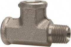 Parker - 1/8 Male Thread x 1/8 Female Thread, Zinc Plated Steel Industrial Pipe Street Tee - MNPTF x FNPTF, 5,000 psi - Industrial Tool & Supply