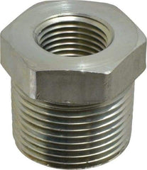 Parker - 1 Male Thread x 1/2 Female Thread, Zinc Plated Steel Industrial Pipe Hex Bushing - MNPTF x FNPTF, 4,500 psi - Industrial Tool & Supply