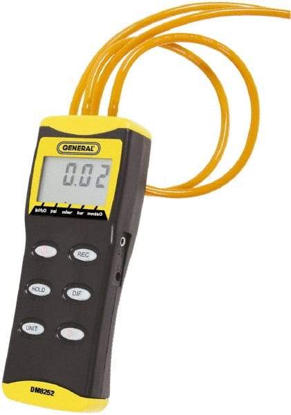General - 2 Max psi, 0.3% Accuracy, External Thread Differential Pressure Manometer - 1/2 Inch Thread, 2 Maximum PSI, 52 Inch Water Column, Low Differential Pressure Switches - Industrial Tool & Supply