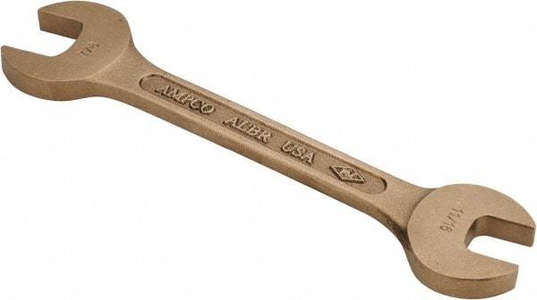 Ampco - 11/16" x 7/8" Nonsparking Open End Wrench - 8" OAL, Double End, Plain Finish, 15° Head Angle - Industrial Tool & Supply