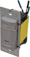 Leviton - 2,100 Square Ft. Coverage, Infrared Occupancy Sensor Wall Switch - 800 at 120 V Incandescent, 1,200 at 120 V and 2,700 at 277 V Fluorescent, 120 to 277 VAC, Gray - Industrial Tool & Supply