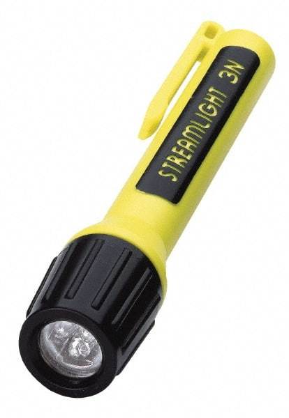 Streamlight - White LED Bulb, 30 Lumens, Mini Flashlight - Black, Yellow Plastic Body, 3 N Alkaline Batteries Included - Industrial Tool & Supply
